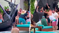 Terrifying scene unfolds as metal cabana frame crashes into packed casino pool area Accountant Find